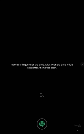Follow the instructions on the screen to create the lock code using your fingerprint. Follow the instructions on the screen to create the lock code using your fingerprint.