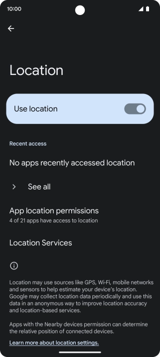 Press App location permissions. Press App location permissions.