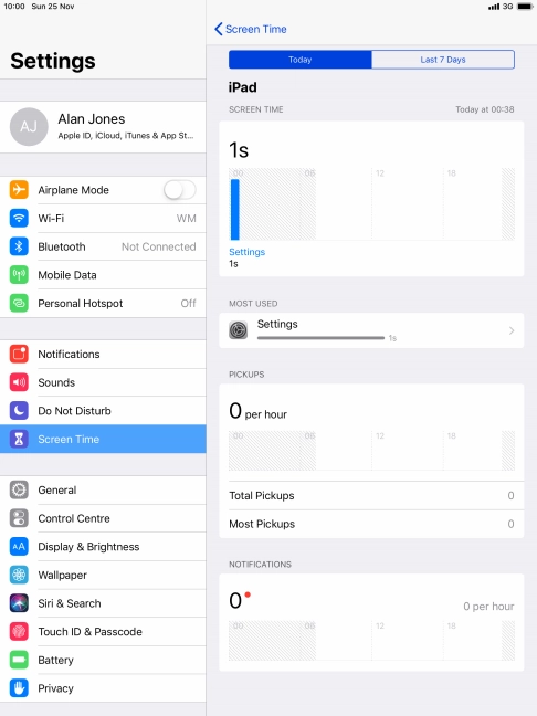 Press Last 7 Days to see your use for the past week.