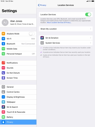 Press the required application. Press the required application.