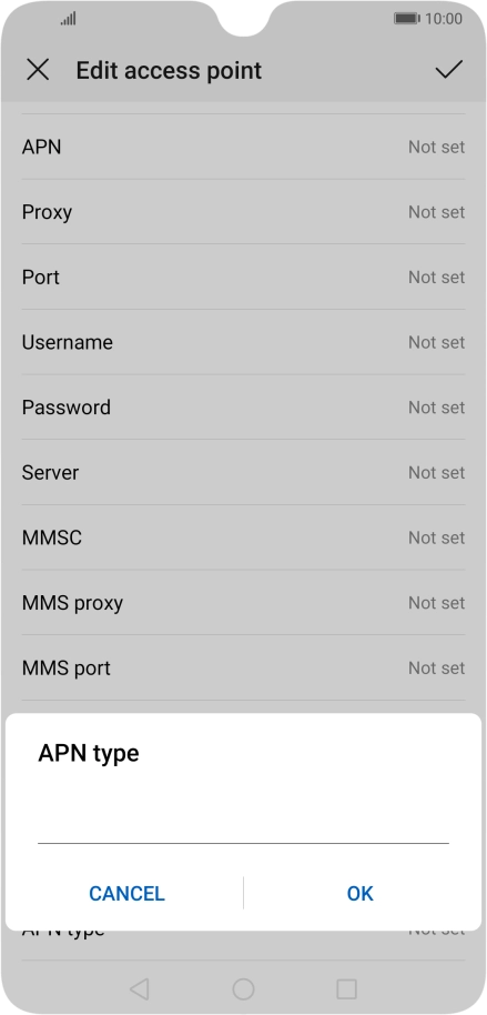 Key in default and press OK.
