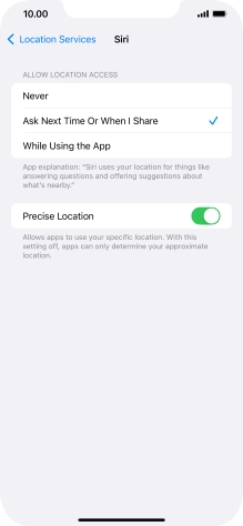 Press the required setting to turn the function on or off.