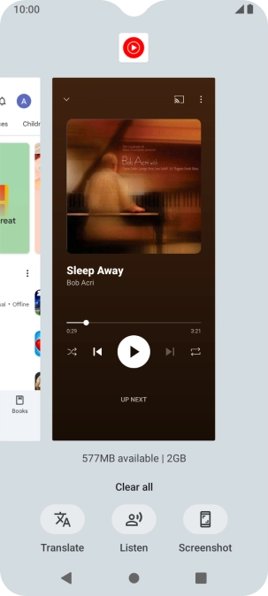 To end one running application, slide your finger upwards on the required application.