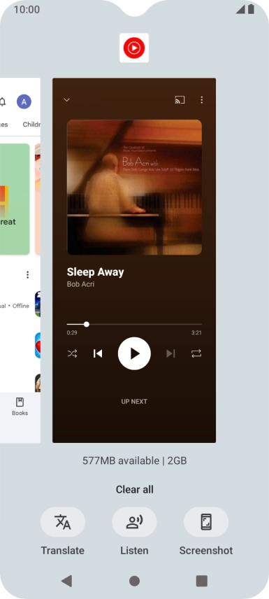 To end one running application, slide your finger upwards on the required application.