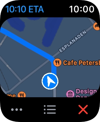 Turn the Digital Crown to zoom in or out on the map. Turn the Digital Crown to zoom in or out on the map.
