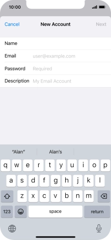 Press Email and key in your email address.