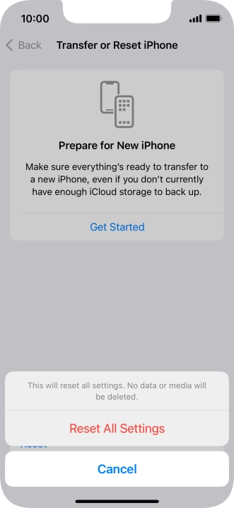 Press Reset All Settings.