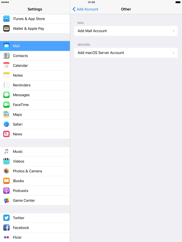 Press Add Mail Account.