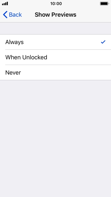 To select notification preview on the lock screen, press Always.