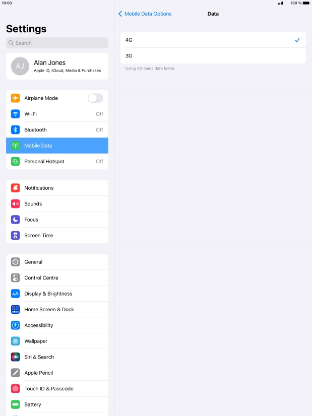 Press the required network mode.
