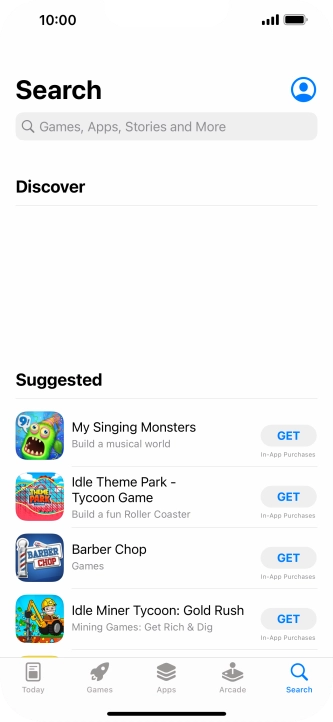 Press the search field and key in the name or subject of the required app.