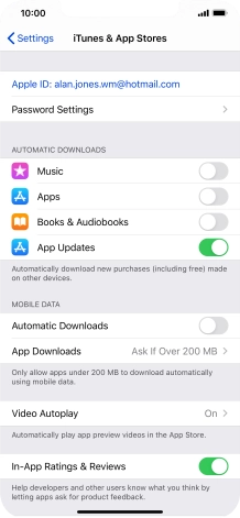 Press the indicators next to the required content types to turn the function on or off.