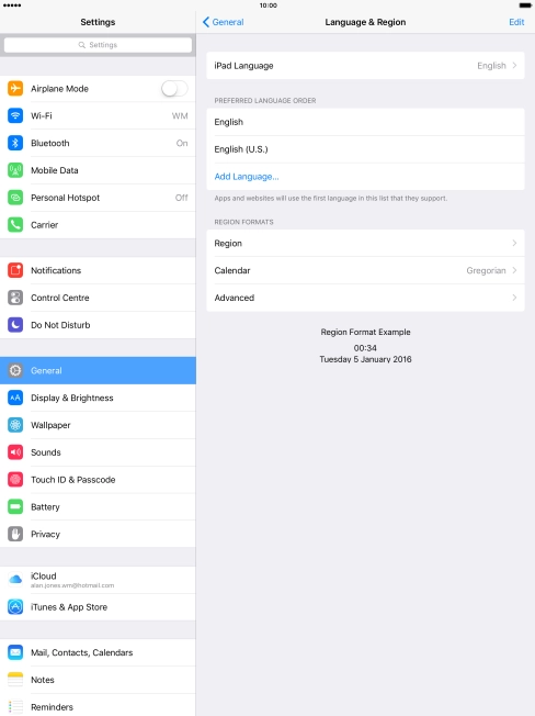 Press iPad Language. Press iPad Language.
