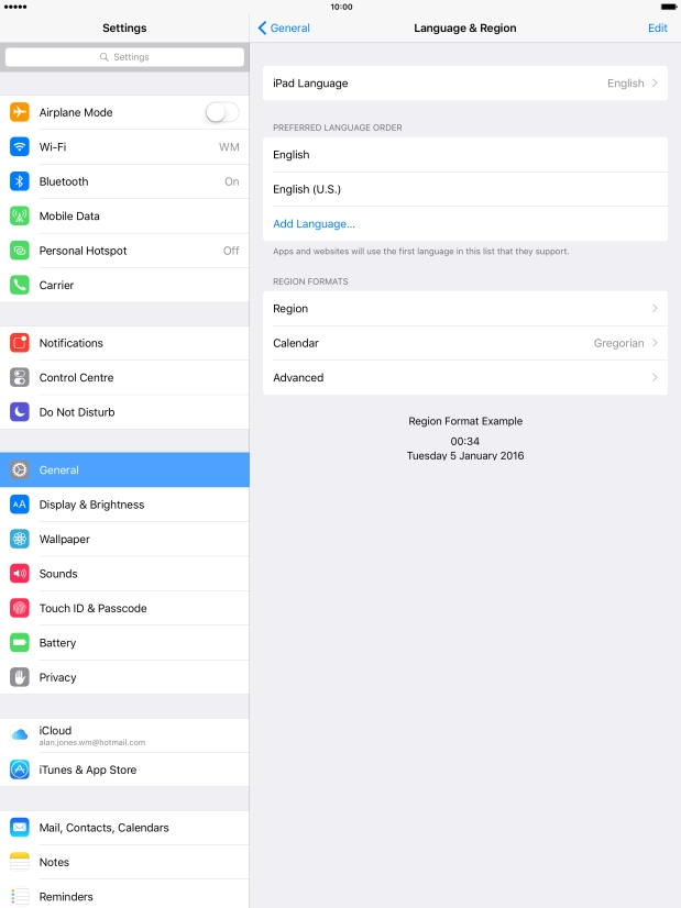 Press iPad Language. Press iPad Language.