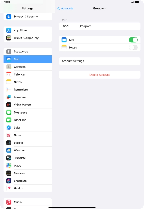 Press Account Settings.