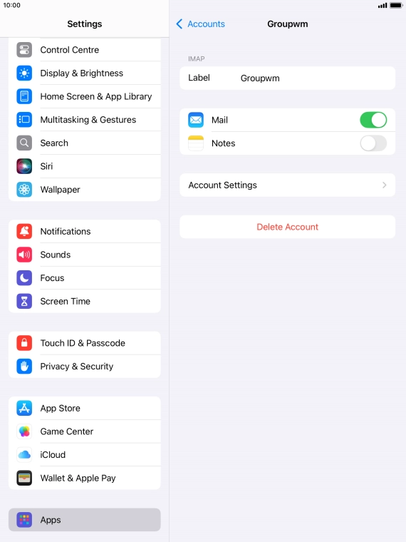 Press Account Settings.