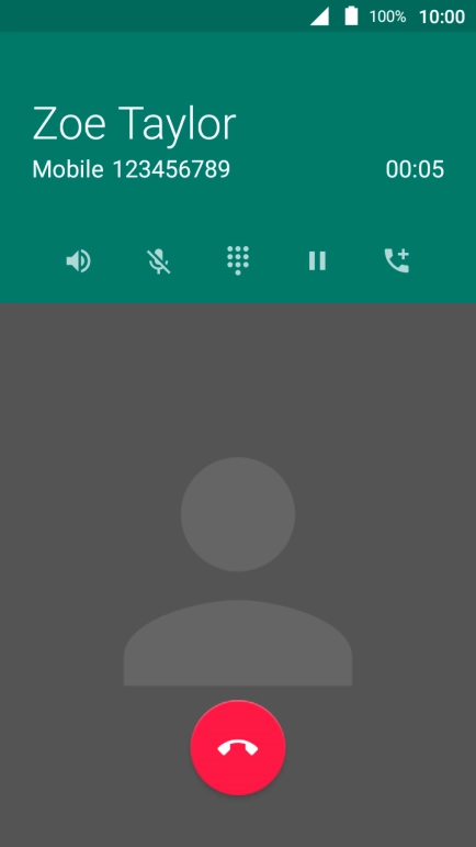 Press the end call icon.