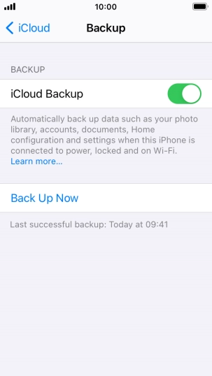 Press Back Up Now and wait while the phone memory is backed up.