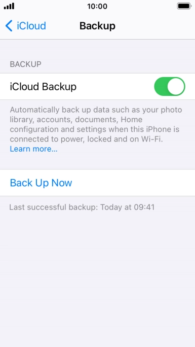 Press Back Up Now and wait while the phone memory is backed up.