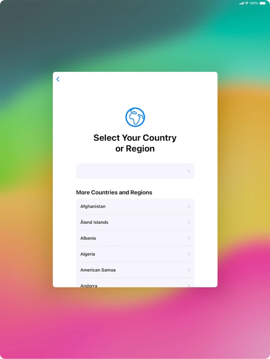 Press the required country or area.