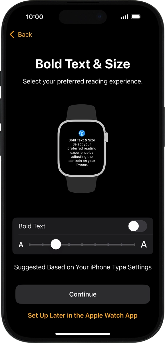 On your phone: Follow the instructions on the screen to select the required settings and press Continue.