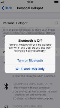 If Wi-Fi is turned on, press Wi-Fi and USB Only.