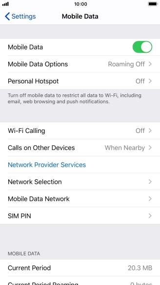 Press Mobile Data Options.