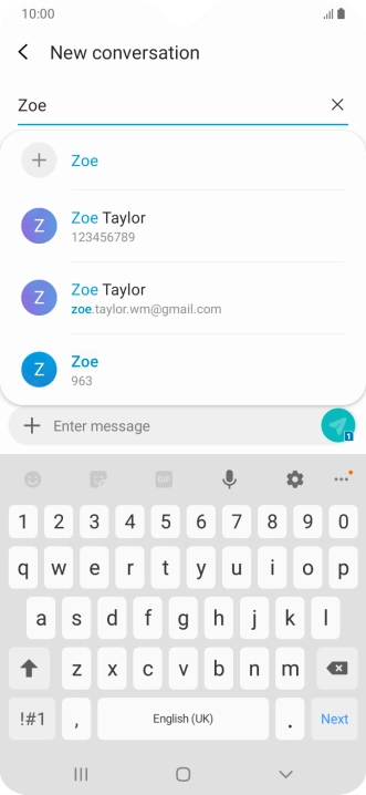 Press the required contact.