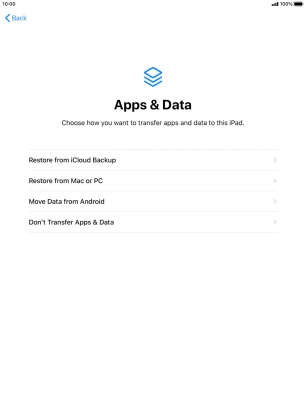 Press Don't Transfer Apps & Data and follow the instructions on the screen to finish the activation.