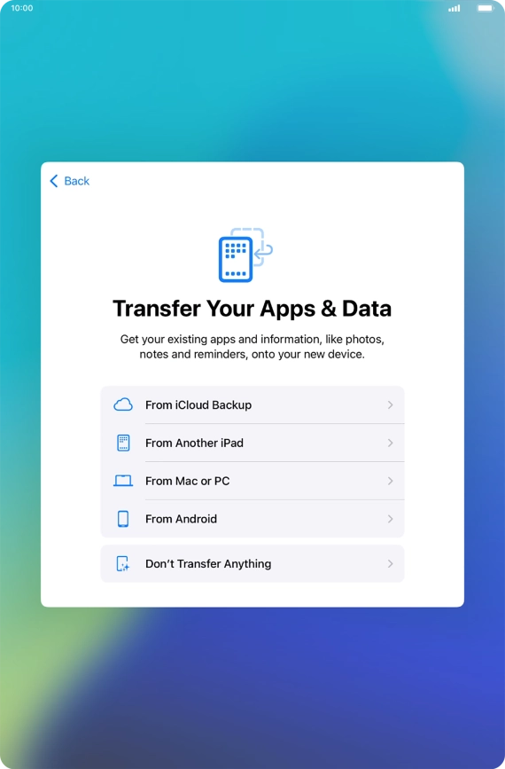 Press Don't Transfer Anything and follow the instructions on the screen to finish the activation.