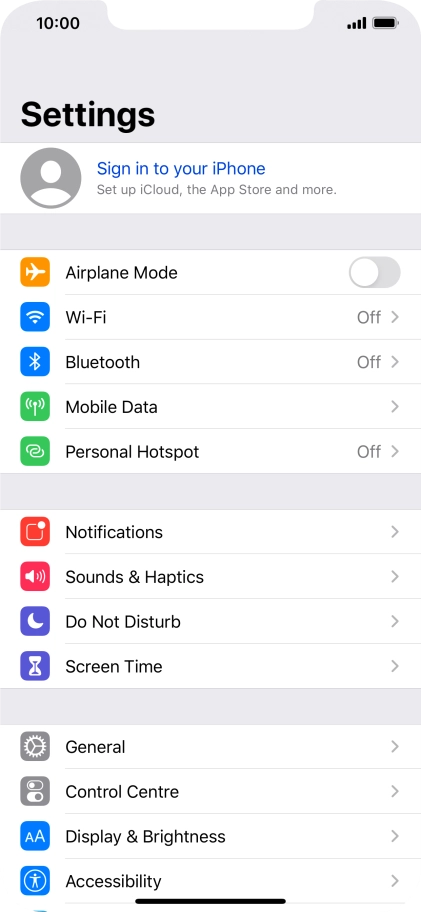 Press Sign in to your iPhone.