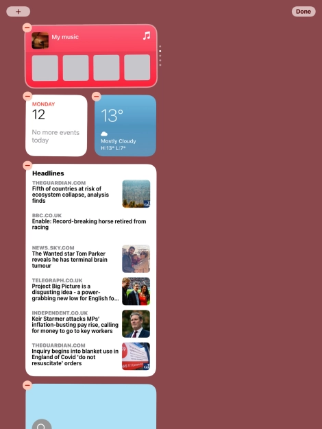 Press and hold the required widget until a pop-up menu is displayed.
