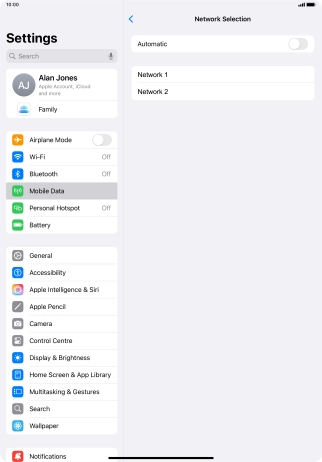 If you turn off the function, press the required network.