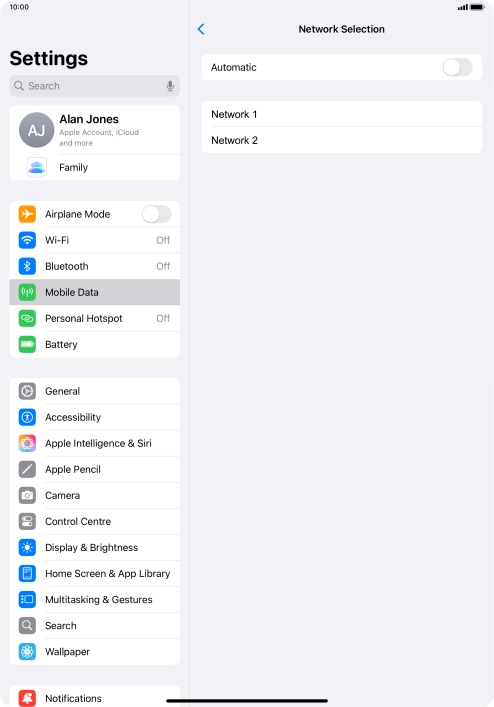 If you turn off the function, press the required network.
