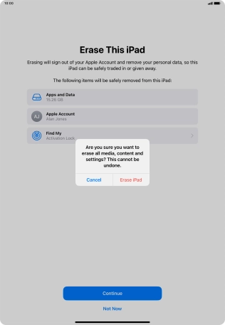 Press Erase iPad.