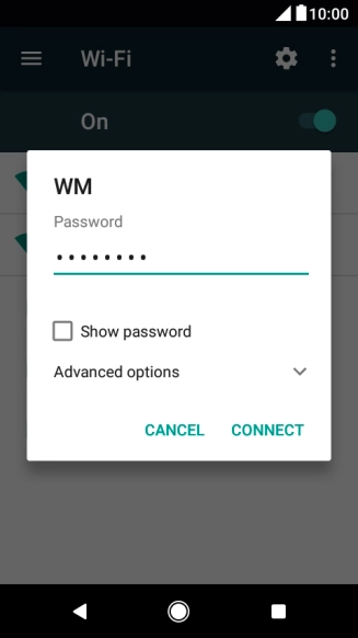 Key in the password for the Wi-Fi network and press CONNECT.