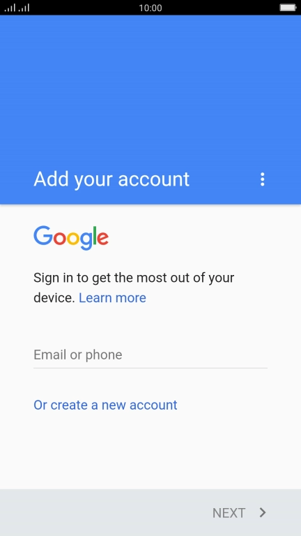 If you don't have a Google account, press Or create a new account and follow the instructions on the screen to create an account.