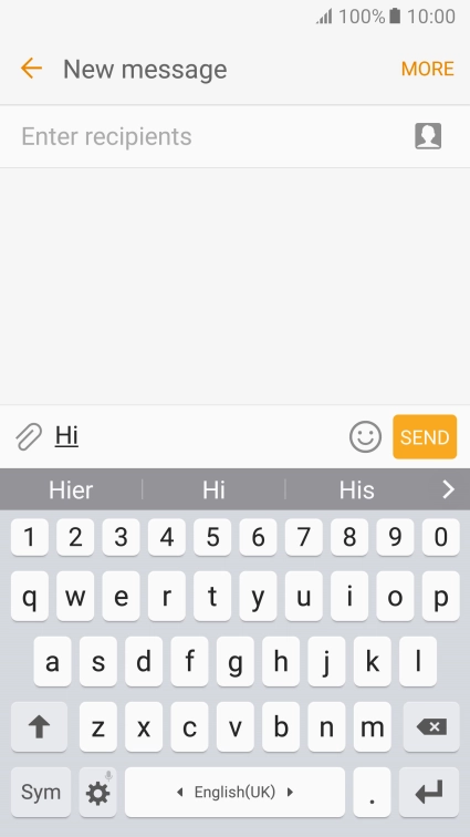 The word suggestions are displayed as you write. Press the arrow to see more words.
