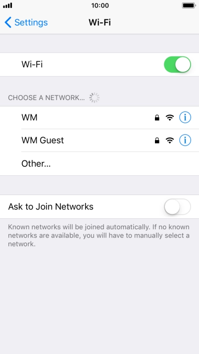 Press the required Wi-Fi network and key in the password for the Wi-Fi network.