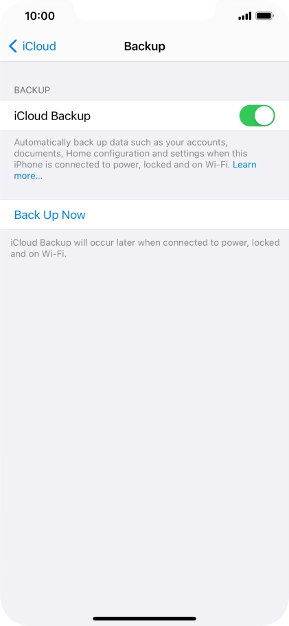 Press Back Up Now and wait while the phone memory is backed up.