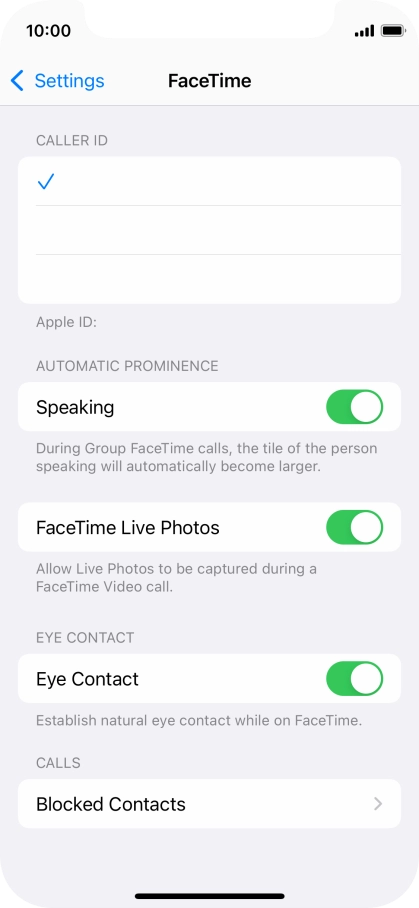 Press the required setting below 