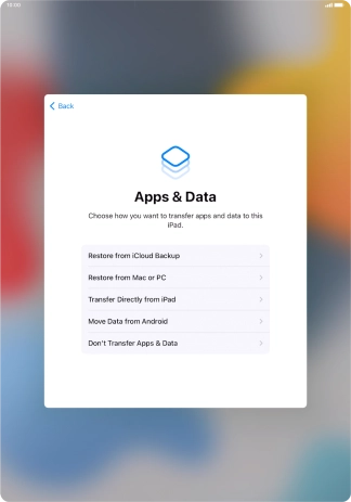 Press Don't Transfer Apps & Data and follow the instructions on the screen to finish the activation. Press Don't Transfer Apps & Data and follow the instructions on the screen to finish the activation.