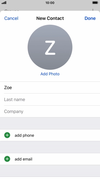 Press Last name and key in the last name. Press Last name and key in the last name.