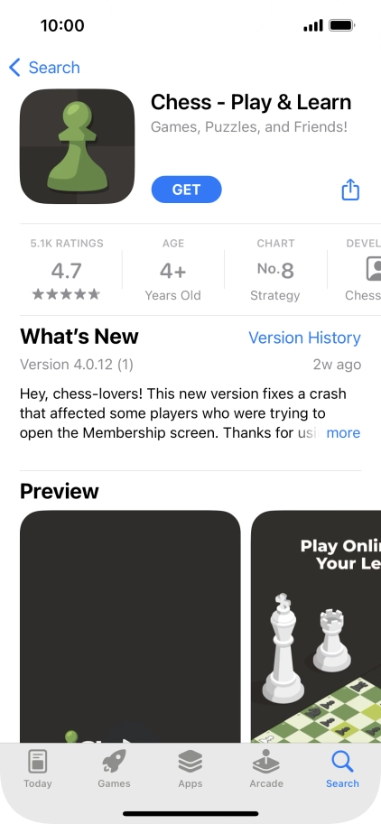 Press GET and follow the instructions on the screen to install the app.