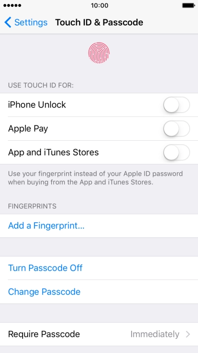 Press Turn Passcode Off and key in the phone lock code.