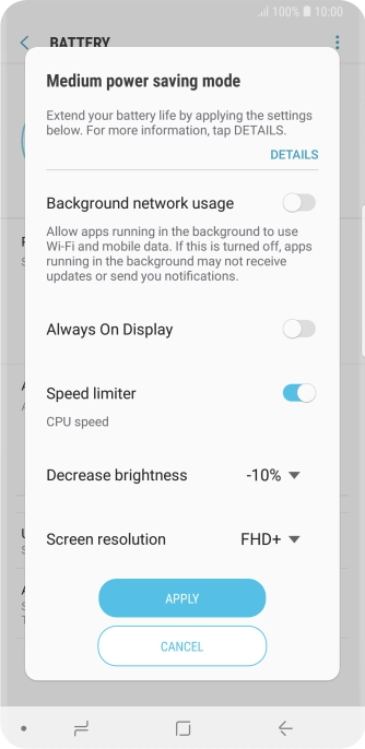 Press APPLY to turn on the function. Press APPLY to turn on the function.