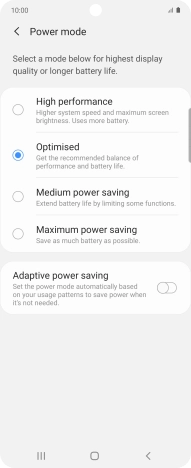 Press the required setting. Press the required setting.