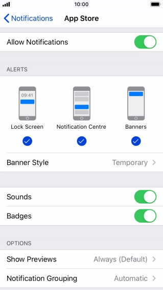 Press the indicator next to 