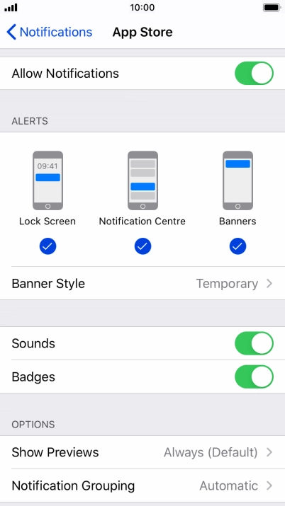 Press the indicator next to 