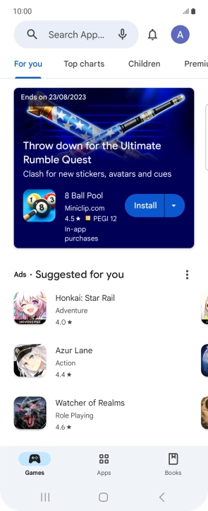 Press the search field.